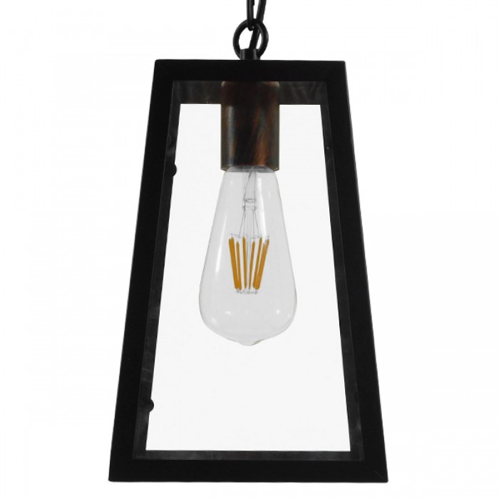 GloboStar® LIMA 01040 Vintage Industrial Κρεμαστό Φωτιστικό Οροφής Μονόφωτο Μαύρο Μεταλλικό Μ17 x Π14 x Υ26cm