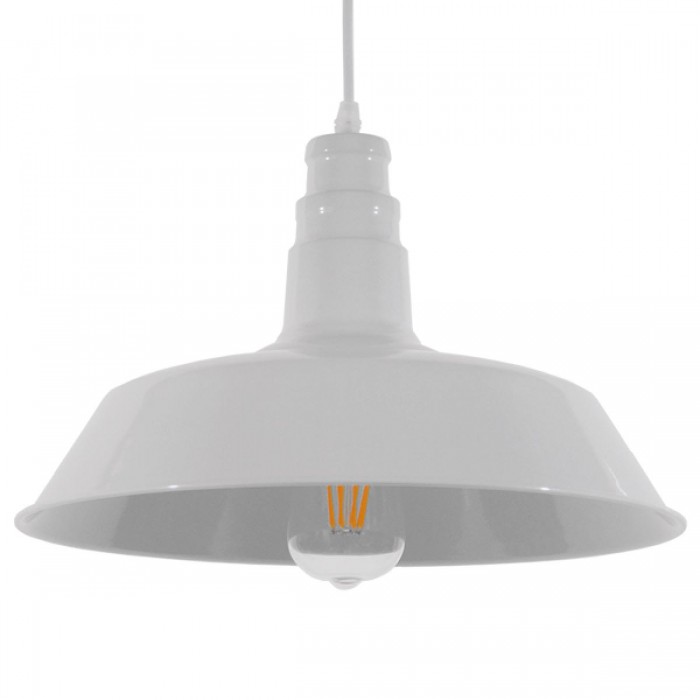 GloboStar® RAY 01043 Vintage Industrial Κρεμαστό Φωτιστικό Οροφής Μονόφωτο 1 x E27 Λευκό Μεταλλικό Καμπάνα Φ36 x Y25cm