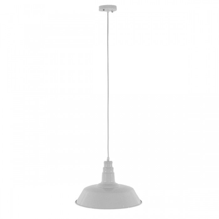 GloboStar® RAY 01043 Vintage Industrial Κρεμαστό Φωτιστικό Οροφής Μονόφωτο 1 x E27 Λευκό Μεταλλικό Καμπάνα Φ36 x Y25cm