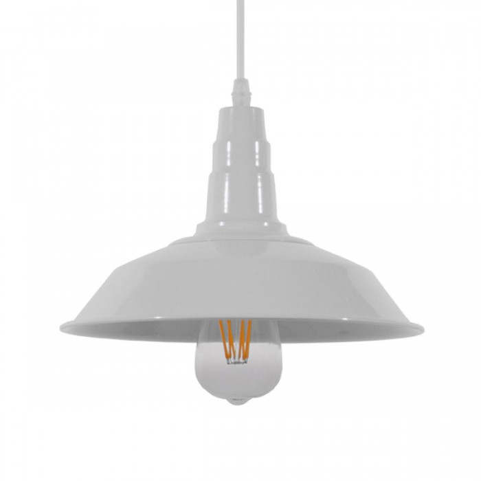 GloboStar® RAY 01044 Vintage Industrial Κρεμαστό Φωτιστικό Οροφής Μονόφωτο 1 x E27 Λευκό Μεταλλικό Καμπάνα Φ26 x Y25cm GloboStar® RAY 01044 Vintage Industrial Κρεμαστό Φωτιστικό Οροφής Μονόφωτο 1 x E27 Λευκό Μεταλλικό Καμπάνα Φ26 x Y25cm
