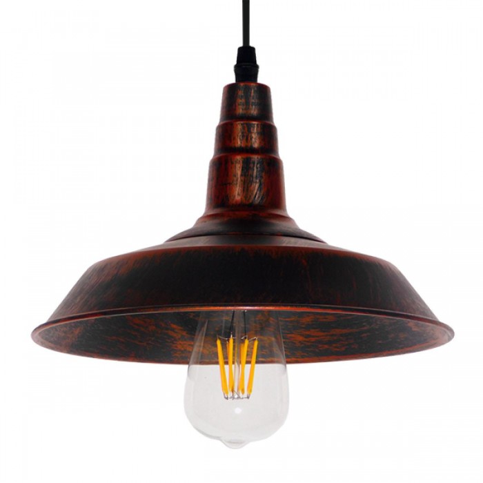 GloboStar® RAY 01047 Vintage Industrial Κρεμαστό Φωτιστικό Οροφής Μονόφωτο 1 x E27 Καφέ Σκουριά Μεταλλικό Καμπάνα Φ26 x Y25cm GloboStar® RAY 01047 Vintage Industrial Κρεμαστό Φωτιστικό Οροφής Μονόφωτο 1 x E27 Καφέ Σκουριά Μεταλλικό Καμπάνα Φ26 x Y25cm