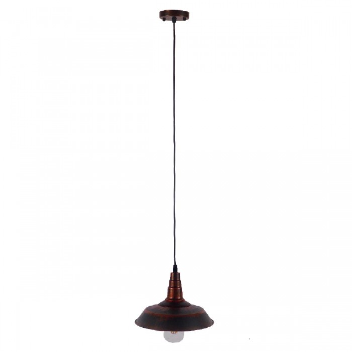 GloboStar® RAY 01047 Vintage Industrial Κρεμαστό Φωτιστικό Οροφής Μονόφωτο 1 x E27 Καφέ Σκουριά Μεταλλικό Καμπάνα Φ26 x Y25cm GloboStar® RAY 01047 Vintage Industrial Κρεμαστό Φωτιστικό Οροφής Μονόφωτο 1 x E27 Καφέ Σκουριά Μεταλλικό Καμπάνα Φ26 x Y25cm