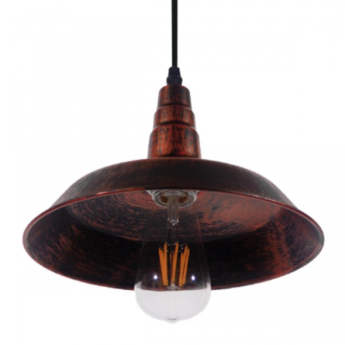 GloboStar® RAY 01047 Vintage Industrial Κρεμαστό Φωτιστικό Οροφής Μονόφωτο 1 x E27 Καφέ Σκουριά Μεταλλικό Καμπάνα Φ26 x Y25cm GloboStar® RAY 01047 Vintage Industrial Κρεμαστό Φωτιστικό Οροφής Μονόφωτο 1 x E27 Καφέ Σκουριά Μεταλλικό Καμπάνα Φ26 x Y25cm