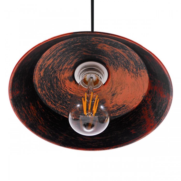 GloboStar® RAY 01047 Vintage Industrial Κρεμαστό Φωτιστικό Οροφής Μονόφωτο 1 x E27 Καφέ Σκουριά Μεταλλικό Καμπάνα Φ26 x Y25cm GloboStar® RAY 01047 Vintage Industrial Κρεμαστό Φωτιστικό Οροφής Μονόφωτο 1 x E27 Καφέ Σκουριά Μεταλλικό Καμπάνα Φ26 x Y25cm