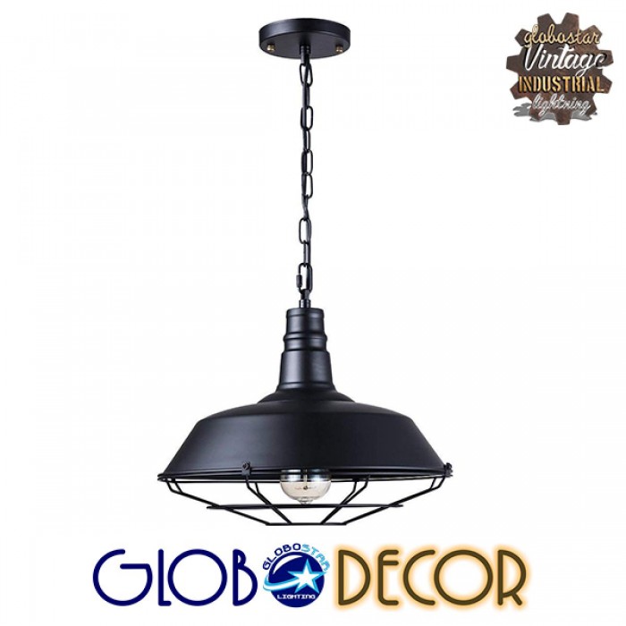 GloboStar® BARN 01048 Vintage Industrial Κρεμαστό Φωτιστικό Οροφής Μονόφωτο 1 x E27 Μαύρο Μεταλλικό Καμπάνα Φ46 x Y25cm GloboStar® BARN 01048 Vintage Industrial Κρεμαστό Φωτιστικό Οροφής Μονόφωτο 1 x E27 Μαύρο Μεταλλικό Καμπάνα Φ46 x Y25cm