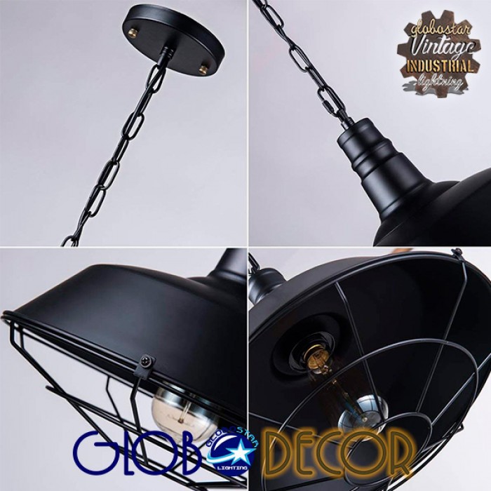 GloboStar® BARN 01048 Vintage Industrial Κρεμαστό Φωτιστικό Οροφής Μονόφωτο 1 x E27 Μαύρο Μεταλλικό Καμπάνα Φ46 x Y25cm GloboStar® BARN 01048 Vintage Industrial Κρεμαστό Φωτιστικό Οροφής Μονόφωτο 1 x E27 Μαύρο Μεταλλικό Καμπάνα Φ46 x Y25cm