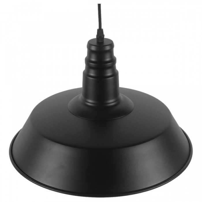 GloboStar® RAY 01049 Vintage Industrial Κρεμαστό Φωτιστικό Οροφής Μονόφωτο 1 x E27 Μαύρο Μεταλλικό Καμπάνα Φ36 x Y25cm