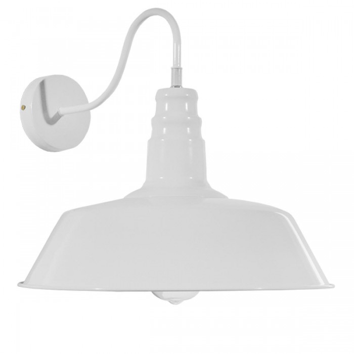 GloboStar® SORD 01051 Vintage Industrial Φωτιστικό Τοίχου Απλίκα Μονόφωτο Λευκό Μεταλλικό Καμπάνα Φ36 x Μ42 x Π36 x Υ32cm