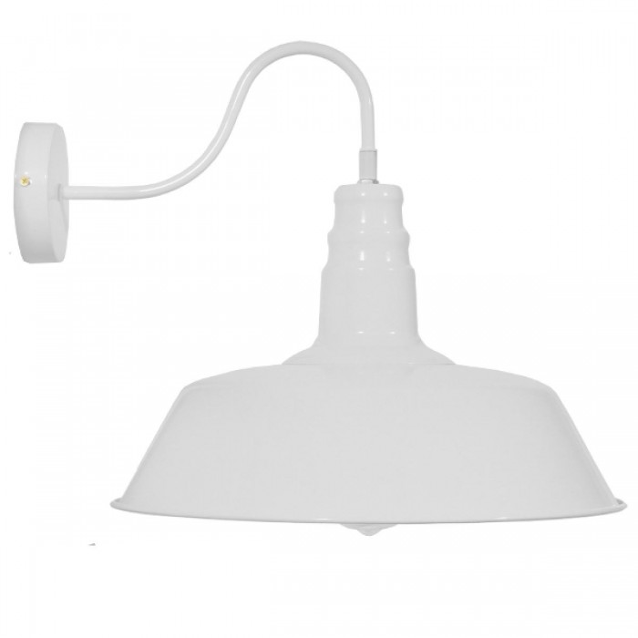 GloboStar® SORD 01051 Vintage Industrial Φωτιστικό Τοίχου Απλίκα Μονόφωτο Λευκό Μεταλλικό Καμπάνα Φ36 x Μ42 x Π36 x Υ32cm