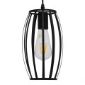 GloboStar® ZEBRA 01062 Vintage Industrial Κρεμαστό Φωτιστικό Οροφής Μονόφωτο Μαύρο Μεταλλικό Πλέγμα Φ15 x Y24cm