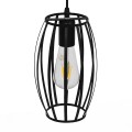 GloboStar® ZEBRA 01062 Vintage Industrial Κρεμαστό Φωτιστικό Οροφής Μονόφωτο Μαύρο Μεταλλικό Πλέγμα Φ15 x Y24cm