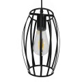 GloboStar® ZEBRA 01062 Vintage Industrial Κρεμαστό Φωτιστικό Οροφής Μονόφωτο Μαύρο Μεταλλικό Πλέγμα Φ15 x Y24cm