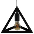 GloboStar® TRIANGLE 01063 Μοντέρνο Κρεμαστό Φωτιστικό Οροφής Μονόφωτο 1 x E27 Μαύρο Μεταλλικό Πλέγμα Φ25 x Y21cm