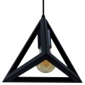 GloboStar® TRIANGLE 01063 Μοντέρνο Κρεμαστό Φωτιστικό Οροφής Μονόφωτο 1 x E27 Μαύρο Μεταλλικό Πλέγμα Φ25 x Y21cm