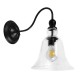 GloboStar® LILLY 01064 Vintage Φωτιστικό Τοίχου Απλίκα Μονόφωτο Μαύρο Μεταλλικό με Γυάλινη Καμπάνα Φ14 x Μ21 x Π14 x Υ36cm