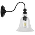 GloboStar® LILLY 01064 Vintage Φωτιστικό Τοίχου Απλίκα Μονόφωτο Μαύρο Μεταλλικό με Γυάλινη Καμπάνα Φ14 x Μ21 x Π14 x Υ36cm
