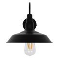 GloboStar® SORD 01065 Vintage Industrial Φωτιστικό Τοίχου Απλίκα Μονόφωτο Μαύρο Μεταλλικό Καμπάνα Φ26 x Μ37 x Π26 x Υ32cm