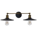 GloboStar® TWINS 01069 Vintage Industrial Φωτιστικό Τοίχου Απλίκα Δίφωτο Μαύρο Μεταλλικό Καμπάνα Φ21 x Μ30 x Π60 x Υ18cm