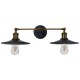 GloboStar® TWINS 01069 Vintage Industrial Φωτιστικό Τοίχου Απλίκα Δίφωτο Μαύρο Μεταλλικό Καμπάνα Φ21 x Μ30 x Π60 x Υ18cm