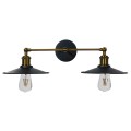 GloboStar® TWINS 01069 Vintage Industrial Φωτιστικό Τοίχου Απλίκα Δίφωτο Μαύρο Μεταλλικό Καμπάνα Φ21 x Μ30 x Π60 x Υ18cm
