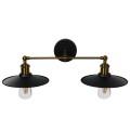 GloboStar® TWINS 01069 Vintage Industrial Φωτιστικό Τοίχου Απλίκα Δίφωτο Μαύρο Μεταλλικό Καμπάνα Φ21 x Μ30 x Π60 x Υ18cm