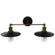 GloboStar® TWINS 01069 Vintage Industrial Φωτιστικό Τοίχου Απλίκα Δίφωτο Μαύρο Μεταλλικό Καμπάνα Φ21 x Μ30 x Π60 x Υ18cm