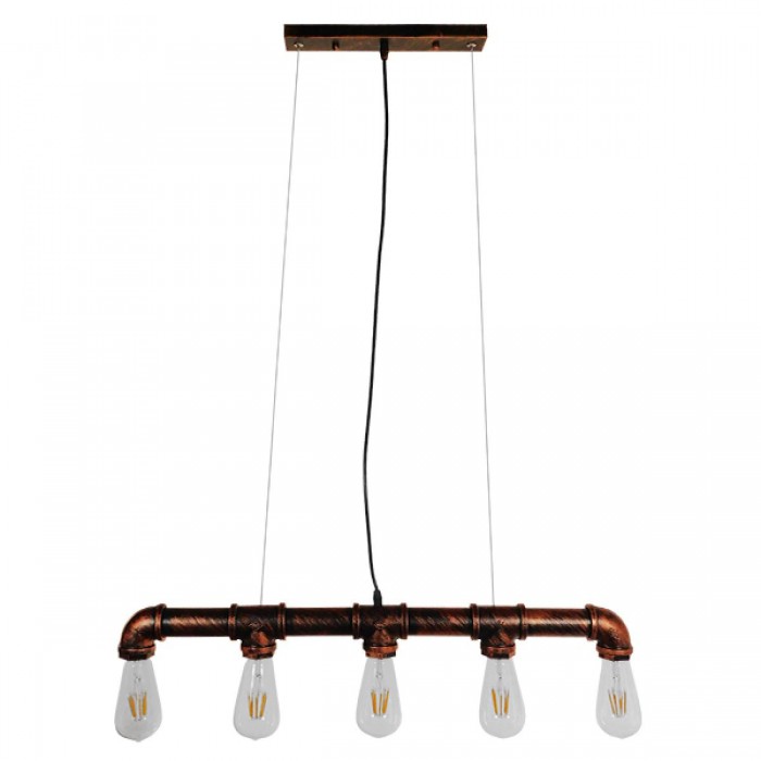 GloboStar® CANAL 01070 Vintage Industrial Κρεμαστό Φωτιστικό Οροφής Πολύφωτο 5 x E27 Καφέ Σκουριά Μεταλλικό Ράγα Μ88 x Π4.5 x Y7cm GloboStar® CANAL 01070 Vintage Industrial Κρεμαστό Φωτιστικό Οροφής Πολύφωτο 5 x E27 Καφέ Σκουριά Μεταλλικό Ράγα Μ88 x Π4.5 x Y7cm