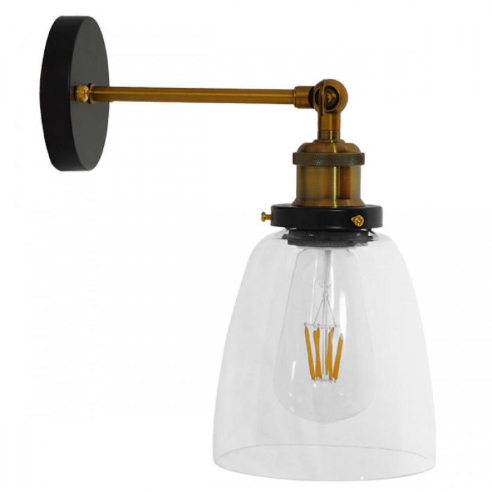 GloboStar® LYDIA 01071 Vintage Φωτιστικό Τοίχου Απλίκα Μονόφωτο Χρυσό Μεταλλικό με Γυάλινη Καμπάνα Φ14 x Μ25.5 x Π14.5 x Υ29.5cm GloboStar® LYDIA 01071 Vintage Φωτιστικό Τοίχου Απλίκα Μονόφωτο Χρυσό Μεταλλικό με Γυάλινη Καμπάνα Φ14 x Μ25.5 x Π14.5 x Υ29.5cm
