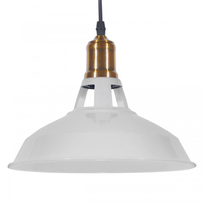 GloboStar® ANER 01072 Vintage Industrial Κρεμαστό Φωτιστικό Οροφής Μονόφωτο Λευκό Μεταλλικό Καμπάνα Φ28 x Y17cm GloboStar® ANER 01072 Vintage Industrial Κρεμαστό Φωτιστικό Οροφής Μονόφωτο Λευκό Μεταλλικό Καμπάνα Φ28 x Y17cm