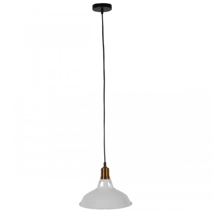 GloboStar® ANER 01072 Vintage Industrial Κρεμαστό Φωτιστικό Οροφής Μονόφωτο Λευκό Μεταλλικό Καμπάνα Φ28 x Y17cm GloboStar® ANER 01072 Vintage Industrial Κρεμαστό Φωτιστικό Οροφής Μονόφωτο Λευκό Μεταλλικό Καμπάνα Φ28 x Y17cm