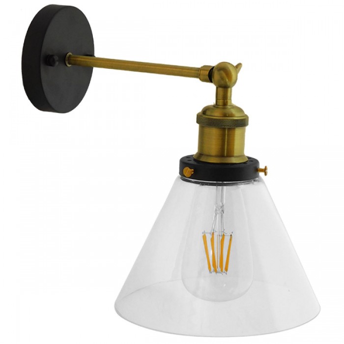 Globostar® CATHERINE 01074 Vintage Φωτιστικό Τοίχου Απλίκα Μονόφωτο Χρυσό Μεταλλικό με Γυάλινη Καμπάνα Φ18 x Μ26 x Π14.5 x Υ25cm Globostar® CATHERINE 01074 Vintage Φωτιστικό Τοίχου Απλίκα Μονόφωτο Χρυσό Μεταλλικό με Γυάλινη Καμπάνα Φ18 x Μ26 x Π14.5 x Υ25cm