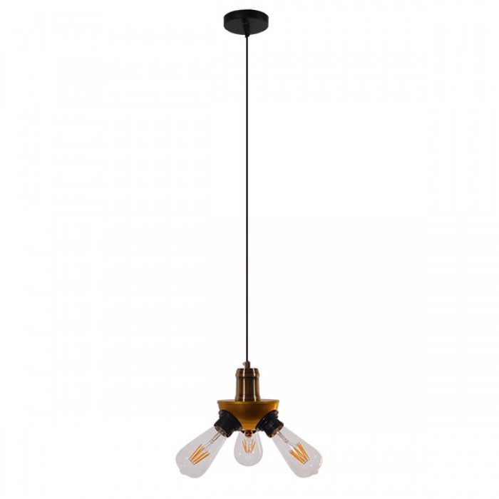 GloboStar® COPPER 01076 Vintage Ιndustrial Κρεμαστό Φωτιστικό Οροφής Τρίφωτο Χρυσό Μεταλλικό Φ12 x Y13cm GloboStar® COPPER 01076 Vintage Ιndustrial Κρεμαστό Φωτιστικό Οροφής Τρίφωτο Χρυσό Μεταλλικό Φ12 x Y13cm