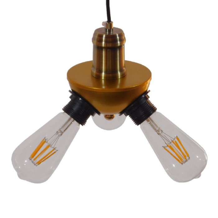 GloboStar® COPPER 01076 Vintage Ιndustrial Κρεμαστό Φωτιστικό Οροφής Τρίφωτο Χρυσό Μεταλλικό Φ12 x Y13cm GloboStar® COPPER 01076 Vintage Ιndustrial Κρεμαστό Φωτιστικό Οροφής Τρίφωτο Χρυσό Μεταλλικό Φ12 x Y13cm