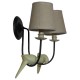 GloboStar® DOVE 01086 Vintage Φωτιστικό Τοίχου Απλίκα Δίφωτο Μαύρο Μεταλλικό με Μπεζ Υφασμάτινο Καπέλο Μ27 x Π43 x Υ30cm