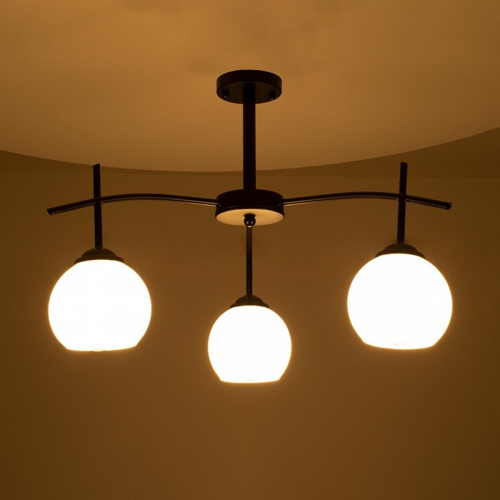 GloboStar® LUNA 01087 Μοντέρνο Φωτιστικό Οροφής Τρίφωτο Μαύρο Μεταλλικό με Λευκό Γυαλί Φ45 x Y39cm GloboStar® LUNA 01087 Μοντέρνο Φωτιστικό Οροφής Τρίφωτο Μαύρο Μεταλλικό με Λευκό Γυαλί Φ45 x Y39cm