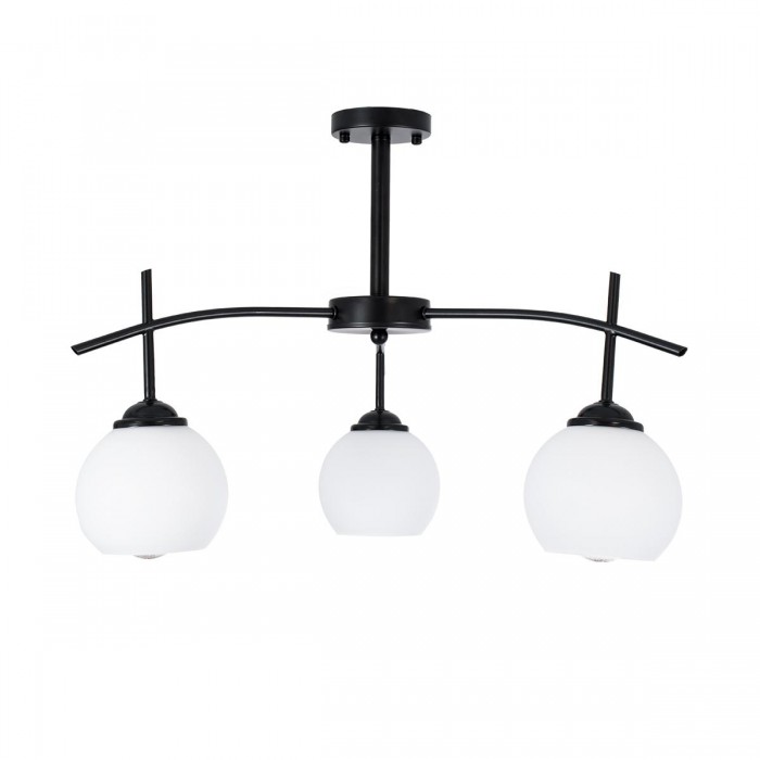 GloboStar® LUNA 01087 Μοντέρνο Φωτιστικό Οροφής Τρίφωτο Μαύρο Μεταλλικό με Λευκό Γυαλί Φ45 x Y39cm GloboStar® LUNA 01087 Μοντέρνο Φωτιστικό Οροφής Τρίφωτο Μαύρο Μεταλλικό με Λευκό Γυαλί Φ45 x Y39cm
