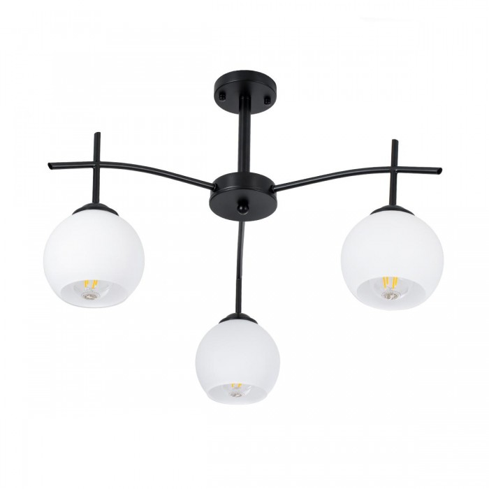 GloboStar® LUNA 01087 Μοντέρνο Φωτιστικό Οροφής Τρίφωτο Μαύρο Μεταλλικό με Λευκό Γυαλί Φ45 x Y39cm GloboStar® LUNA 01087 Μοντέρνο Φωτιστικό Οροφής Τρίφωτο Μαύρο Μεταλλικό με Λευκό Γυαλί Φ45 x Y39cm