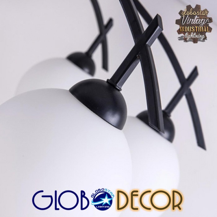 GloboStar® LUNA 01088 Μοντέρνο Φωτιστικό Οροφής Πολύφωτο Μαύρο Μεταλλικό με Λευκό Γυαλί Φ63 x Y39cm GloboStar® LUNA 01088 Μοντέρνο Φωτιστικό Οροφής Πολύφωτο Μαύρο Μεταλλικό με Λευκό Γυαλί Φ63 x Y39cm