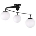 GloboStar® SELINA 01089 Μοντέρνο Φωτιστικό Οροφής Τρίφωτο Μαύρο Μεταλλικό με Λευκό Γυαλί Φ60 x Y45cm