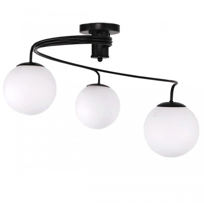 GloboStar® SELINA 01089 Μοντέρνο Φωτιστικό Οροφής Τρίφωτο Μαύρο Μεταλλικό με Λευκό Γυαλί Φ60 x Y45cm GloboStar® SELINA 01089 Μοντέρνο Φωτιστικό Οροφής Τρίφωτο Μαύρο Μεταλλικό με Λευκό Γυαλί Φ60 x Y45cm