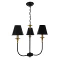 GloboStar® LIMI 01091 Vintage Industrial Κρεμαστό Φωτιστικό Οροφής Τρίφωτο Μαύρο Μεταλλικό Πολυέλαιος με Καπέλο Φ56 x Y54cm