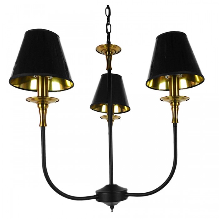 GloboStar® LIMI 01091 Vintage Industrial Κρεμαστό Φωτιστικό Οροφής Τρίφωτο Μαύρο Μεταλλικό Πολυέλαιος με Καπέλο Φ56 x Y54cm