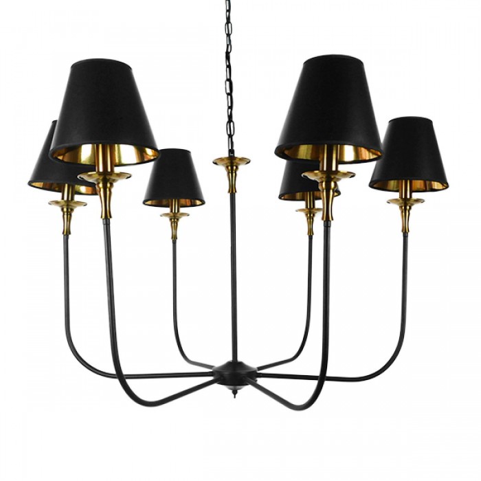 GloboStar® LIMI 01092 Vintage Industrial Κρεμαστό Φωτιστικό Οροφής Πολύφωτο Μαύρο Μεταλλικό Πολυέλαιος με Καπέλο Φ100 x Y65cm