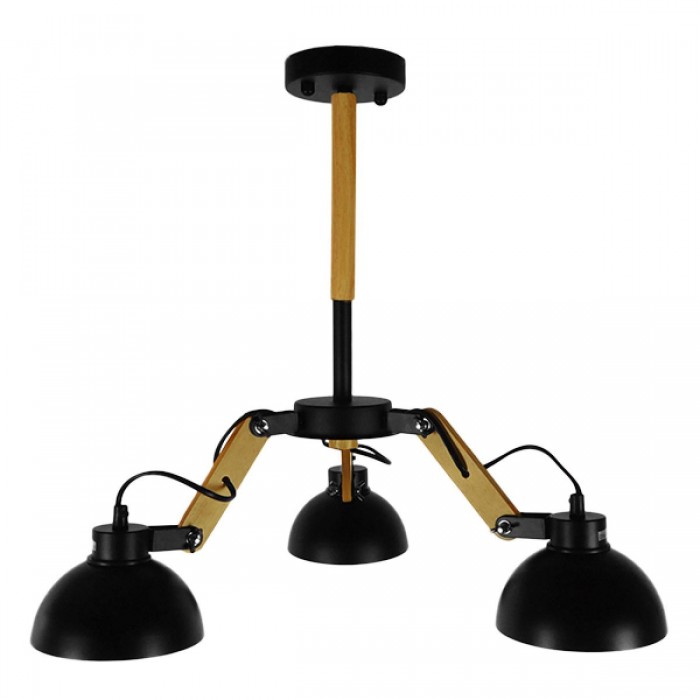 GloboStar® OLD SCHOOL 01093 Μοντέρνο Industrial Φωτιστικό Οροφής Τρίφωτο Μαύρο Μεταλλικό με Φυσικό Ξύλο Καμπάνα Φ75 x Y38cm GloboStar® OLD SCHOOL 01093 Μοντέρνο Industrial Φωτιστικό Οροφής Τρίφωτο Μαύρο Μεταλλικό με Φυσικό Ξύλο Καμπάνα Φ75 x Y38cm