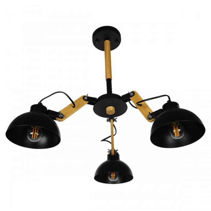 GloboStar® OLD SCHOOL 01093 Μοντέρνο Industrial Φωτιστικό Οροφής Τρίφωτο Μαύρο Μεταλλικό με Φυσικό Ξύλο Καμπάνα Φ75 x Y38cm GloboStar® OLD SCHOOL 01093 Μοντέρνο Industrial Φωτιστικό Οροφής Τρίφωτο Μαύρο Μεταλλικό με Φυσικό Ξύλο Καμπάνα Φ75 x Y38cm
