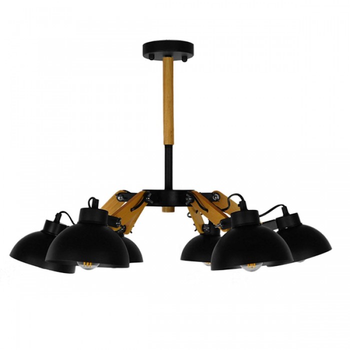 GloboStar® OLD SCHOOL 01094 Μοντέρνο Φωτιστικό Οροφής Πολύφωτο Μαύρο Μεταλλικό με Φυσικό Ξύλο Καμπάνα Φ75 x Y38cm GloboStar® OLD SCHOOL 01094 Μοντέρνο Φωτιστικό Οροφής Πολύφωτο Μαύρο Μεταλλικό με Φυσικό Ξύλο Καμπάνα Φ75 x Y38cm