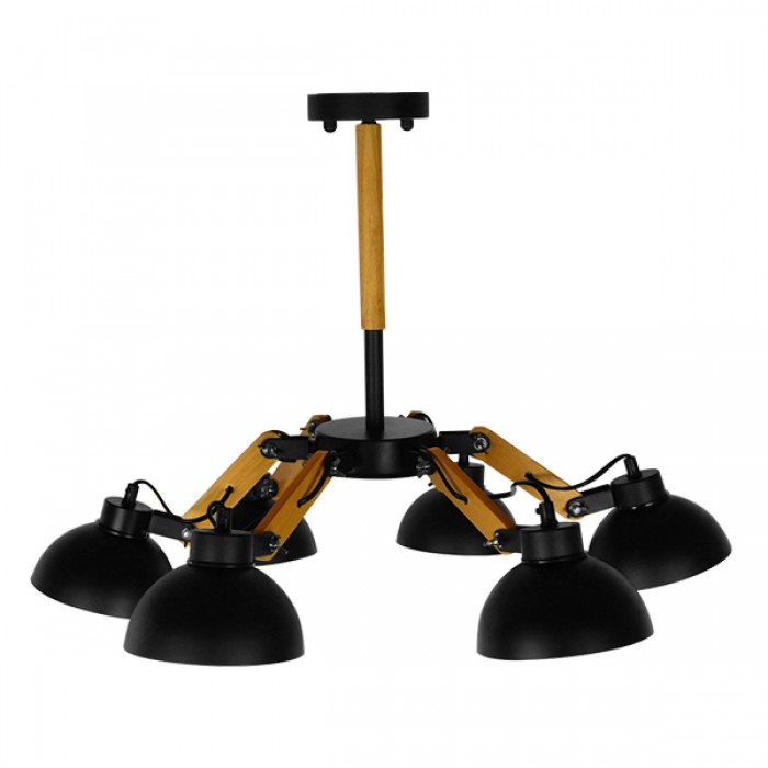 GloboStar® OLD SCHOOL 01094 Μοντέρνο Φωτιστικό Οροφής Πολύφωτο Μαύρο Μεταλλικό με Φυσικό Ξύλο Καμπάνα Φ75 x Y38cm GloboStar® OLD SCHOOL 01094 Μοντέρνο Φωτιστικό Οροφής Πολύφωτο Μαύρο Μεταλλικό με Φυσικό Ξύλο Καμπάνα Φ75 x Y38cm