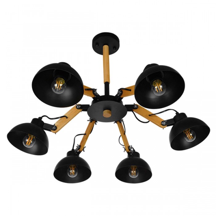 GloboStar® OLD SCHOOL 01094 Μοντέρνο Φωτιστικό Οροφής Πολύφωτο Μαύρο Μεταλλικό με Φυσικό Ξύλο Καμπάνα Φ75 x Y38cm GloboStar® OLD SCHOOL 01094 Μοντέρνο Φωτιστικό Οροφής Πολύφωτο Μαύρο Μεταλλικό με Φυσικό Ξύλο Καμπάνα Φ75 x Y38cm