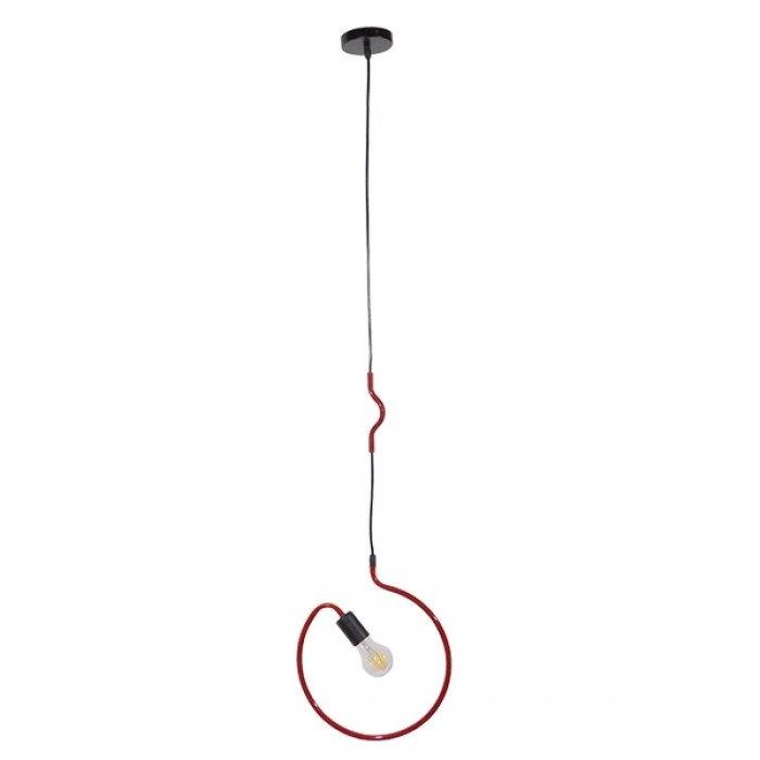 GloboStar® LIBBY 01095-1 Μοντέρνο Κρεμαστό Παιδικό Φωτιστικό Οροφής Μονόφωτο 1 x E27 Κόκκινο Μεταλλικό Φ28 x Υ100cm