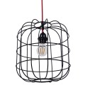 GloboStar® PARROT 01099 Μοντέρνο Industrial Κρεμαστό Φωτιστικό Οροφής Μονόφωτο Μαύρο Μεταλλικό Πλέγμα Φ30 x Y35cm